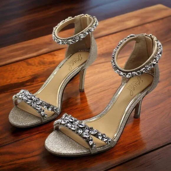 Jewel Badgley Mischka Caroline Embellished Ankle-Strap Evening Sandals (size 6.5 - Picture 2 of 7